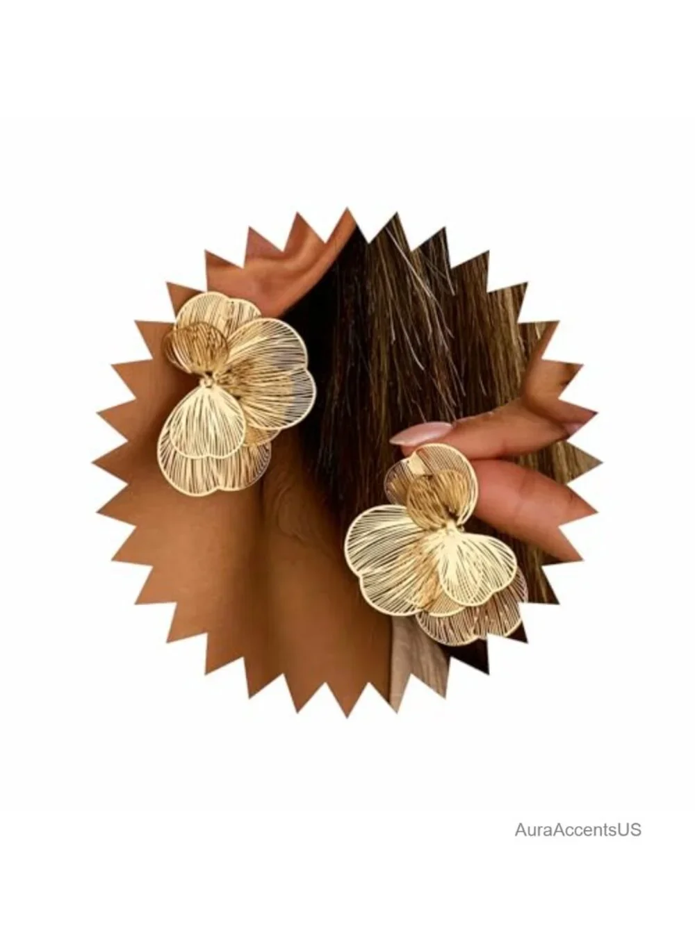 Layered Flower Hoop Earrings - 14K Gold Plated Party Jewelry Gift